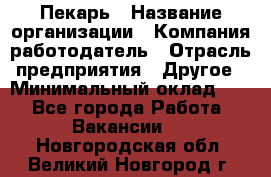 Пекарь › Название организации ­ Компания-работодатель › Отрасль предприятия ­ Другое › Минимальный оклад ­ 1 - Все города Работа » Вакансии   . Новгородская обл.,Великий Новгород г.